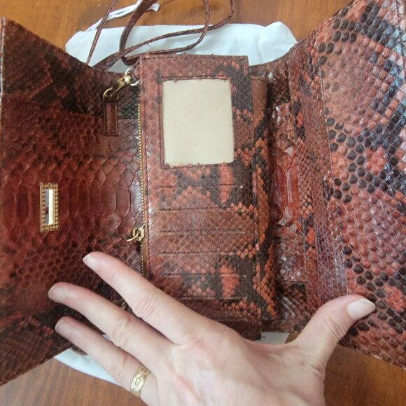 Grand Pelle Handmade 100% Genuine Python Leather Brown Crossbody Wallet - Picture 5 of 13